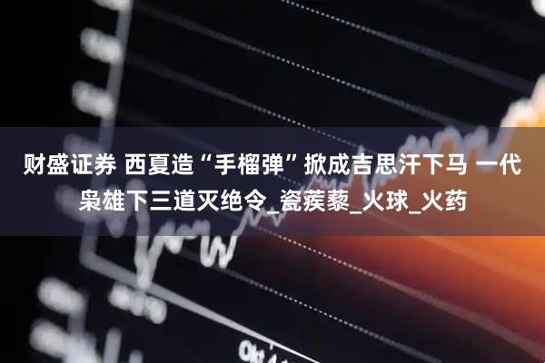 财盛证券 西夏造“手榴弹”掀成吉思汗下马 一代枭雄下三道灭绝令_瓷蒺藜_火球_火药