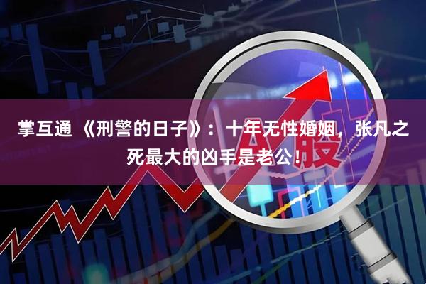 掌互通 《刑警的日子》：十年无性婚姻，张凡之死最大的凶手是老公！